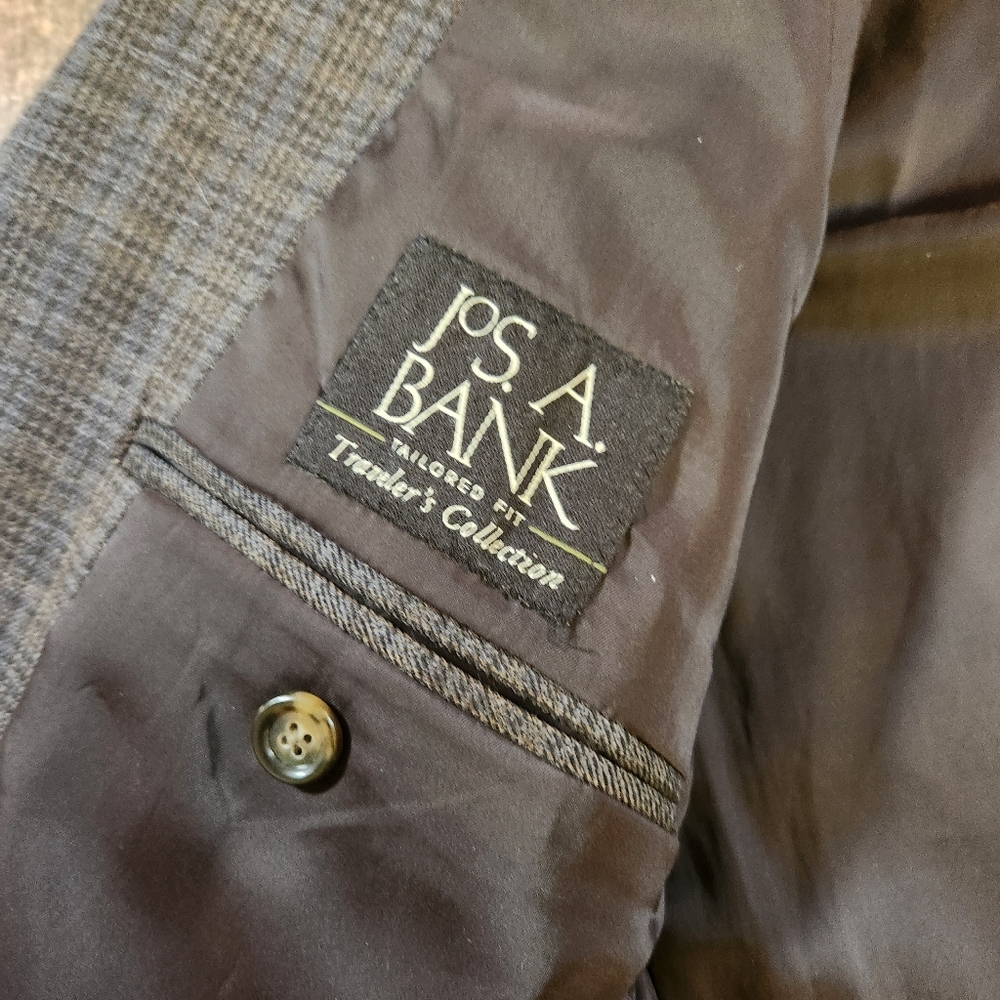 Jos. A. Bank Blazer Mens 44R Gray Glen Check Plaid 100% Wool Sport Coat Jacket - Picture 4 of 9